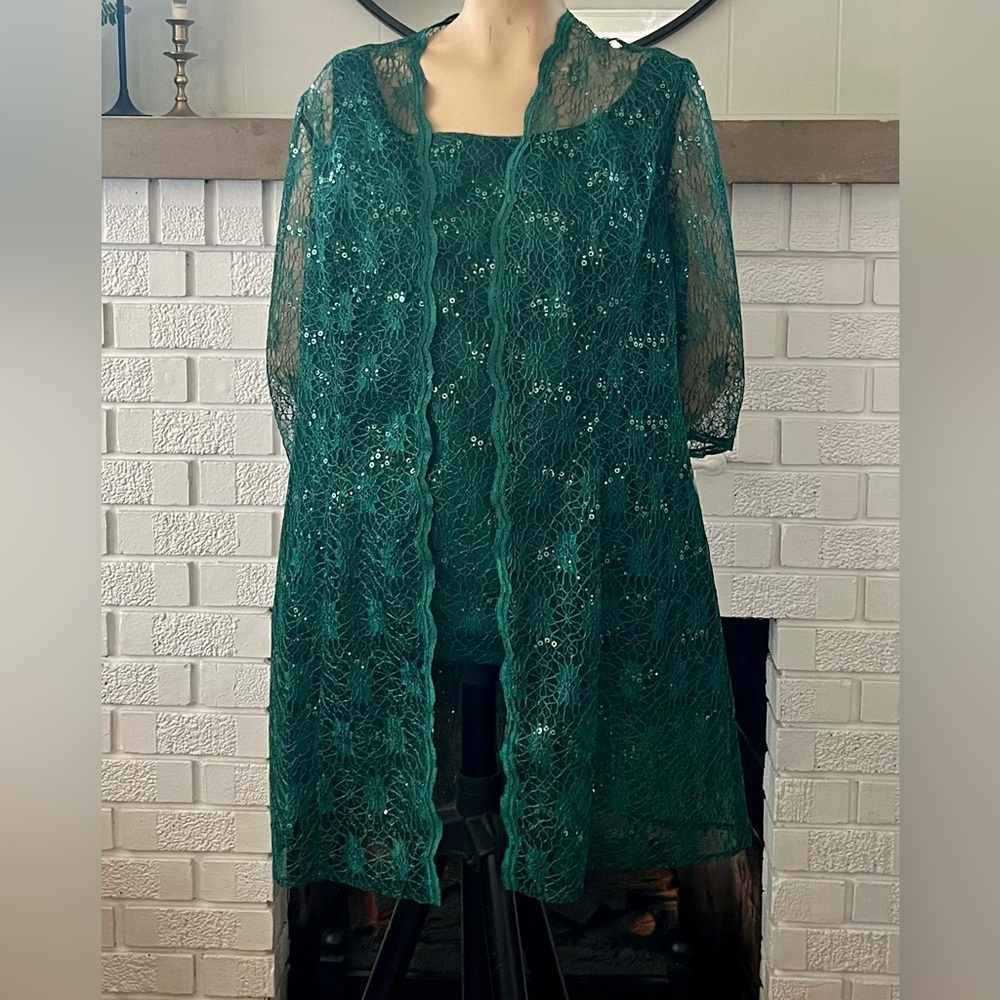 Formal Emerald Green Top with Lace Cover up